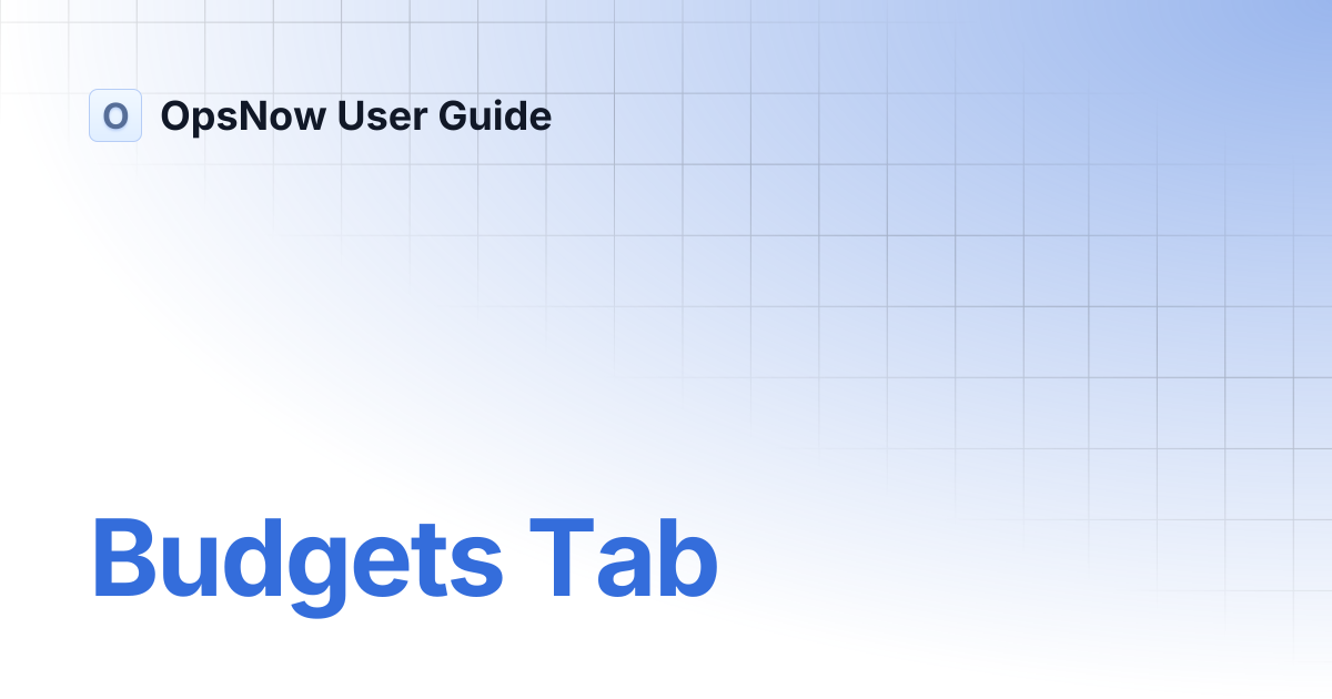Budgets Tab | OpsNow User Guide